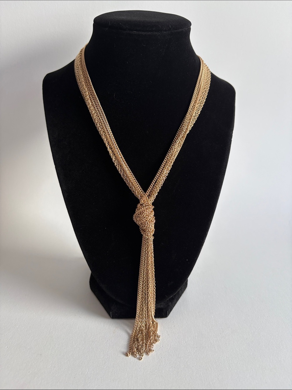 Gold Tassel Knot Lariat Necklace 23 Inch Women Jewelry